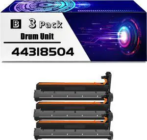 44318504 Drum Unit is Compatible for Okidata OKI C711dn C711dtn C711n Printers, High Yield 30000 Pages, with Chip for Long-Lasting Durability (3 Pack Black)