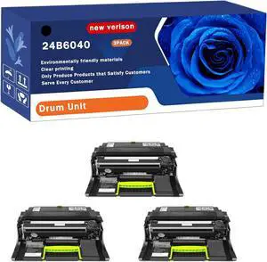 24B6040 Drum Unit Compatible for Lexmark M1140 M1145 M3150 XM1140 XM1145 XM3150 Printer, Print Up to 70000 Pages, Bright Colors (3 Pack Black)