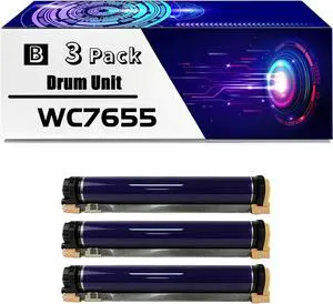 WC7655 Drum Unit is Compatible for Xerox WorkCentre 7655 7665 7675 7755 7765 7775 Printers, High Yield 90000 Pages, with Chip for Long-Lasting Durability (3 Pack Black)