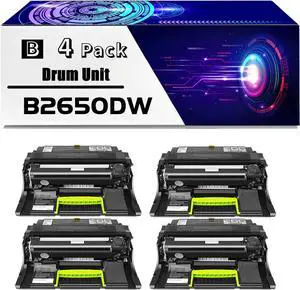 B2650DW Drum Unit is Compatible for Lexmark B2338dw B2442dw B2546dw B2650dw M1242 M1246 M3250 Printers, High Yield 70000 Pages, with Chip for Long-Lasting Durability (4 Pack Black)