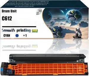 Replacement Parts Drum Unit C612 Compatible with Okidata OKI C612DN C612N Printers, Contains Chip and Clear Printing (Cyan)