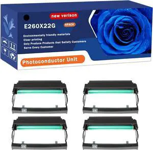 E260X22G Photoconductor Unit Compatible for Lexmark E260D E260DN E360D E360DN E460DN E460DW E462DTN ES460DN Printers, Print Up to 50000 Pages, Bright Colors (4 Pack Black)