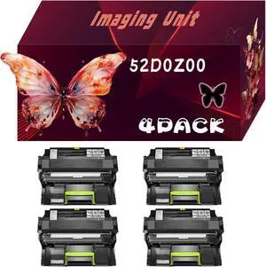 52D0Z00 Imaging Unit Compatible for Lexmark MS710dn MS711dn MS810de MS810dn MS810dtn MS810n MS811dn MS811dtn MS811n Printers, Print Up to 200000 Pages, Bright Colors (4 Pack Black)