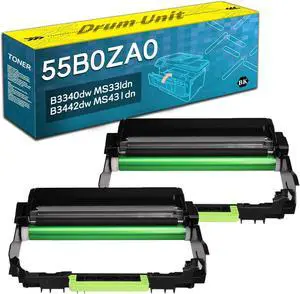 Black Drum Unit Replacement for Lexmark 55B0ZA0,for B3340dw MS33ldn B3442dw MS431dn Printer 2 Pack