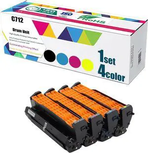 Compatible for OKI C712 C712n C712dn Printer, C712 Drum Unit (with chip) , High Yield 20000 Pages, Convenient to Install Eco 46507404 46507403 46507402 46507401 (Multicolour)