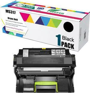 Compatible for Lexmark MS317DN MS417DN MS517DN MS617DN MX317DN MX417DE MX517DE MX617DE Printer, MS317 Drum Unit (with chip) , High Yield 60000 Pages, Convenient to Install Eco (Black)