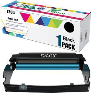 Compatible for Lexmark E260 E260D E260DN E360 E360D E360DN E360DT E360DTN Printer, E260 Drum Unit (with chip) , High Yield 30000 Pages, Convenient to Install Eco E260X22G(Black)