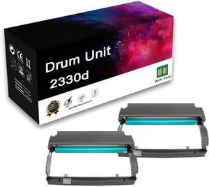 Compatible Black Drum Unit Replacement for Dell 2230d Drum Unit, work with 2230d 2330d 2330dn 2350d 2350dn 3330dn 3333dn 3335dn Monochrome Laser Printers,Black -2 Pack