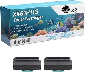 X463H11G Toner Cartridges Compatible for Lexmark X463de X464de X464dn X466de X466dte x466dwe Printers, Capacity 10000 Pages, with Chip, Stable Output (2-Pack Black)