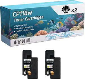 CP118w Toner Cartridges Compatible for Xerox DocuPrint CP225w CP115w CP116w CM115W CM225FW Printers, Capacity 3000 Pages, with Chip, Stable Output (2 Pack Black)