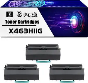 X463H11G Toner Cartridges is Compatible for Lexmark X463de X464de X464dn X466de X466dte x466dwe Printers, High Yield 10000 Pages, with Chip for Long-Lasting Durability (3 Pack Black)