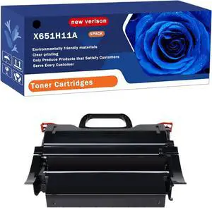 X651H11A Toner Cartridges Compatible for Lexmark X654E X656 X656DE X656DTE X656DTE MFP X658 X658DE X658DFE X658DFE MFP Printers, Capacity 35000 Pages, with Chip, Stable Output (1 Pack Black)