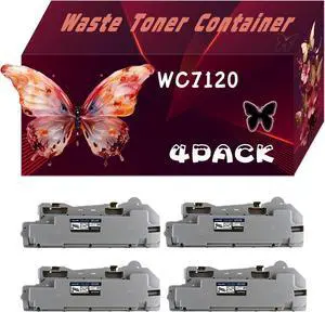 WC7120 Waste Toner Container Compatible for Xerox WorkCentre 7120 7125 7220 7220T 7225 7225T Printers, Print Up to 20000 Pages, Bright Colors (4 Pack Black)