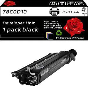 78C0D10 Developer Unit Compatible for Lexmark C2325 C2425 C2535 C2240 MC2325 MC2425 MC2535 MC2640 XC2235 4240 Printers, with Chip, High Yield 22500 Pages, Clear Printing (Black)