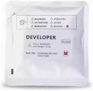 1PC Compatible Developer Powder for Printers C256 C287 C367 C266 C7222 C7226 DV226(1 x 210g Magenta)