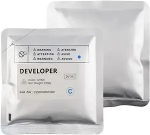 4pcs Developer Powder for Compatible DV-311 C220 C280 C360 Printers(4pcs Cyan 210g)
