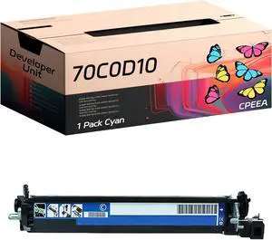 Compatible for Lexmark 70C0D10 70C0D20 70C0D30 70C0D40 Developer Unit Work for Lexmark CS510de CS510dte CS517de CX510de CX510dhe CX510dthe Printers, with Chip, High Yield 30000 Pages (Cyan)