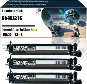 Replacement Parts Developer Unit C540X31G Compatible with Lexmark C540N C543DN C544DN C544DTN C544DW Printers, Contains Chip and Clear Printing (3 Pack Black)