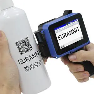 Mini Handheld Inkjet Printer, E12 Portable Handheld Inkjet Printer Gun 0.5 inch with 42ml Black Ink Cartridge for Text QR Barcode Batch Number Logo Date Label Printer