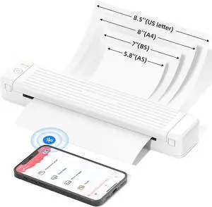 Odaro Portable Wireless Printer - P831 Thermal Transfer Printer, Inkless Mobile Printer for Travel, Home, Small Business, School, Support 8.5" X 11" Copy Paper (Letter/A4/A5/B5), 300DPI - White