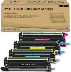 TWR5P C2660 S3840 Drum Cartridge / Imaging Kit Replacement for Dell 331-8434C2660 C2660dn C2665 C2665dnf C3760 C3760n C3760dn C3765 C3765dnf S3840 S3840c S3840cdn S3845cdn Color Printer