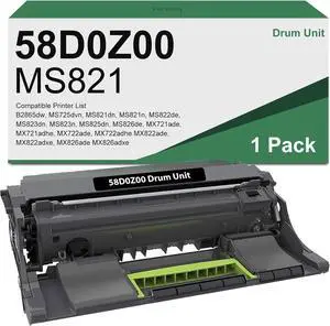 Remanufactured 58D0Z00 Imaging Drum Unit- MNRS Replacement for Lexmark 58D0Z00 Black MS821 Imaging Drum for B2865dw MS821dn MS821n MS823dn MS825dn MS826de MS725dvn MX721ade MX822ade Printer (1-Pack)