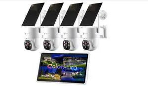 Gadpiparty NightColor Solar Security Camera System Outdoor Wireless, Wi-Fi 6 Home Security Cameras System with 360° Pan & Tilt, 2K Color Night Vision, No Subscription, Easy Setup, 5G & 2.4G WiFi