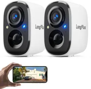 LongPlus Security Cameras Wireless Outdoor Camera Wireless Camera for Home Security, 2 Pack 2K Battery Powered WiFi Cameras with AI Motion Detection, 2-Way Talk, Cloud/SD Storage