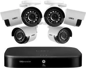 Gadpiparty Lorex Indoor/Outdoor Wired Security Camera System, 1080p HD Bullet Cameras with Motion Detection Surveillance, Long-Range IR Night Vision & Smart Home, 1TB 8-Channel DVR, 6 Cameras (M. ) (