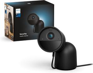 Philips Hue Secure Desktop Wired Smart Home Security Camera, Black - 1 Pack - 1080P HD Video - Night Vision - Motion Detection - Two-Way Talk - Indoor/Outdoor - Weatherproof - Works with Hue App