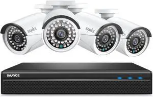 SANNCE 4K POE Security Camera System - 8CH 8MP NVR Recorder with 4PCS 5MP Outdoor Bullet Surveillance Cameras, Power Over Ethernet, Easy Mobile Access with APP Alert(No HDD) SANNCE 4K POE Security Camera System - 8CH 8MP NVR Recorder with 4PCS 5MP Outdoor Bullet Surveillance Cameras, Power Over Ethernet, Easy Mobile Access with APP Alert(No HDD)