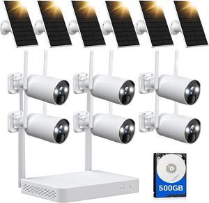 Gadpiparty CAMCAMP 2.5K Wireless Security Camera System, Solar Powered, Home Security System with 10CH NVR, 500GB HDD, Color Night Vision, Motion Detection, 2-Way Audio, IP66, 2.4G/5G WiFi - No Month