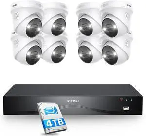 Gadpiparty ZOSI 16CH 4K Spotlight PoE Security Camera System,8pcs 4K Outdoor Indoor PoE IP Cameras,Person Vehicle Detection,2 Way Audio and Siren,Night Vision,8MP 16Channel NVR with 4TB HDD for 24/7