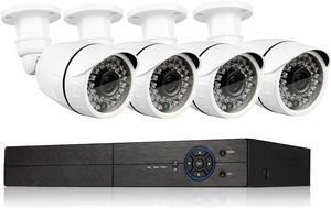 Gadpiparty Eversecu 4 Channel Security Camera System 1080P DVR and (4) 1.0MP 720P Weatherproof Cameras Support Night Vison Weatherproof, Motion Alert, Smartphone, PC Easy Remote Access (NO HDD Includ