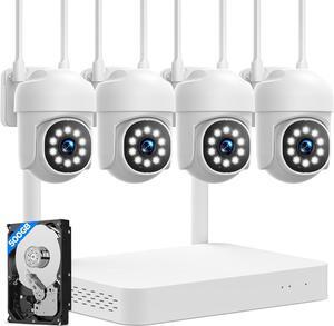 Gadpiparty Camcamp Cameras for Home Security, 2-Way Audio Wireless Security Camera System, 1080P 4 Cam-Kit with 500GB HDD, Auto Tracking Color Night Vision 10CH Motion Detection Surveillance Security