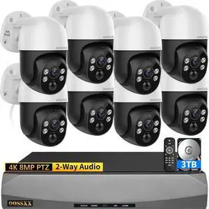 4K 8MP PoE PTZ Wired Security Camera System, Outdoor/Indoor Home Surveillance Cameras, 2-Way Audio, PIR/AI Human Detection, Remote Control, No Monthly Fee, 8Cameras 3TB HDD Included 4K 8MP PoE PTZ Wired Security Camera System, Outdoor/Indoor Home Surveillance Cameras, 2-Way Audio, PIR/AI Human Detection, Remote Control, No Monthly Fee, 8Cameras 3TB HDD Included