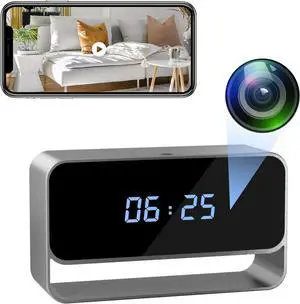 Clock Camera - Full HD 1080P WiFi Camera - Mini Wireless Nanny Cam with Night Vision - Indoor Home Security Surveillance
