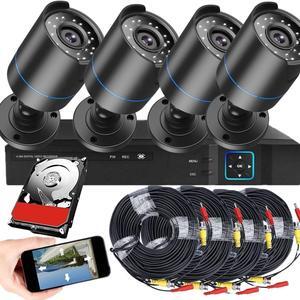 Gadpiparty 3000TVL Home Security System Surveillance DVR Camera Kits, 4pcs Wired 5MP PoE IP Night Vision Cameras Set with AI Motion Person Vehicle Detection, 4K NVR with 512GB Hard Drive for 24-7 Rec