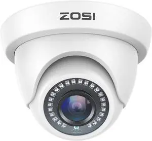 ZOSI 2MP HD Hybrid 4-in-1 Security Camera, 1080P 1920TVL Indoor Outdoor CCTV Dome Camera, 80ft Night Vision, IP66 Weatherproof, Compatible with HD-TVI, AHD, CVI and CVBS/960H Analog DVR Systems