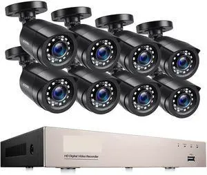Gadpiparty Security Camera 8CH 1080P CCTV System Outdoor 5MP Lite Video DVR with 4/8pcs 2MP Security Camera Day/Night Home Video Surveillance System No Monthly Fee