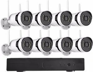 Gadpiparty 8CH 5MP HD Home Security Camera System with 8 Cameras, Outdoor Wireless WIFI Surveillance Cameras Kit with Two Way Audio, Color Night Vision, Remote viewing