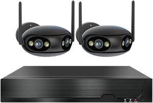 Gadpiparty 8MP POE 180 Degree Wide Angle Security Camera System with 8 Dual Lens Cameras, 4K Home Surveillance NVR Kit with Two Way Audio, Color Night Vision, Motion Detection (2CH)