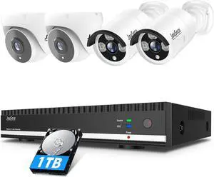 Gadpiparty Home Security Camera System 4pcs 3MP HD POE IP Cameras Outdoor, 8CH 3MP POE NVR Kit with 1TB HDD, Wired CCTV Camera System Wired Only, Night Vision 24/7 Recording