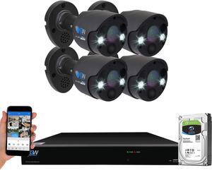Gadpiparty GW Security 2-Way Audio Spotlight 5MP Full-time Color Night Vision PoE Security Camera System, 8 Channel 4K NVR with 4 x 5MP 1920p Face Recognition Human/Vehicle Detection IP Camera, Therm