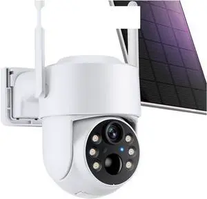 Gadpiparty Wire-Free Camera HD 8MP Wireless Solar Camera Outdoor PTZ IP Camera Built-in Battery Video Surveillance Camera Long Time Standby Pan/Tilt/Zoom Function(Camera Add 64G Card)