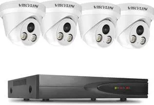 VIKYLIN Plug & Play 4K 8CH PoE NVR Recorder and 4pcs 4K 8MP Full Color AI Turret IP PoE Camera with Human & Vehicle Detection and F1.0 Aperture 98ft Color Night Vision, One-Way Audio VIKYLIN Plug & Play 4K 8CH PoE NVR Recorder and 4pcs 4K 8MP Full Color AI Turret IP PoE Camera with Human & Vehicle Detection and F1.0 Aperture 98ft Color Night Vision, One-Way Audio