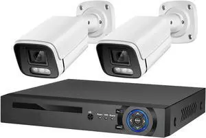 Gadpiparty DVR Surveillance Kits, 4K Security Camera System 8MP Mic CCTV POE NVR AI Color Night Home Video Surveillance Camera Outdoor Set(2T,4CH NVR and 2 Camera)