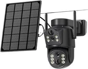 4k 8MP WiFi Solar Camera with 7800 MAh Battery Dual Lens Wireless PTZ Camera Color Night Vision Security Surveillance 4k 8MP WiFi Solar Camera with 7800 MAh Battery Dual Lens Wireless PTZ Camera Color Night Vision Security Surveillance