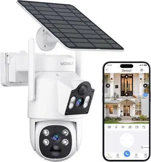 Gadpiparty Solar Camera Outdoor Wireless, Dual Lens (3MP+3MP) 355° PTZ Home Security Cameras Outside Surveillance Indoor, Solar Powered, 2.4G WiFi, PIR Human Detection, Auto Tracking, Color Night Vis