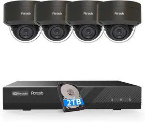 Gadpiparty 8CH 4K PoE Security Camera Systems, 4K/8MP 8-Channel NVR w/ 2TB HDD, 4PCS Wired 8MP 2.8mm Smart Human Detection Outdoor Dome IP Cameras for Home Business 24/7 Audio Recording